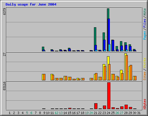 Daily usage for June 2004