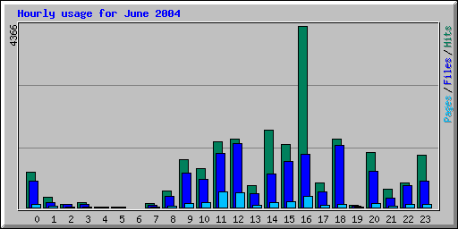 Hourly usage for June 2004