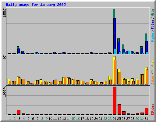 Daily usage for January 2005