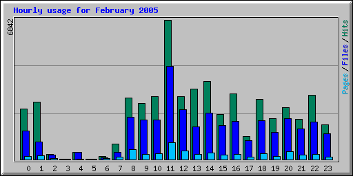 Hourly usage for February 2005