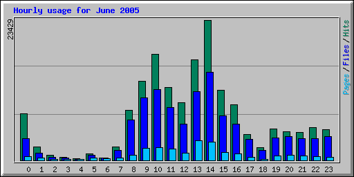 Hourly usage for June 2005