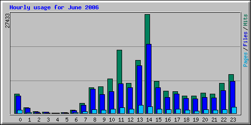 Hourly usage for June 2006