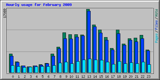 Hourly usage for February 2009