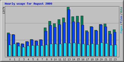 Hourly usage for August 2009