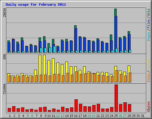 Daily usage for February 2011