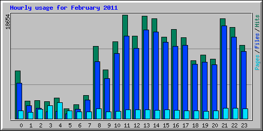 Hourly usage for February 2011