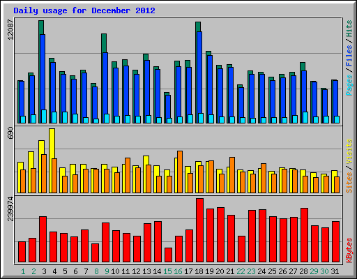 Daily usage for December 2012