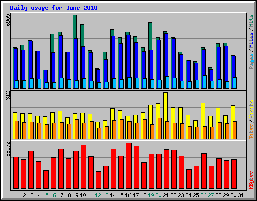 Daily usage for June 2010