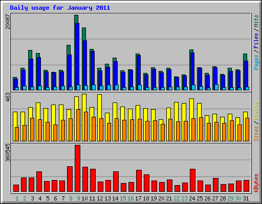 Daily usage for January 2011