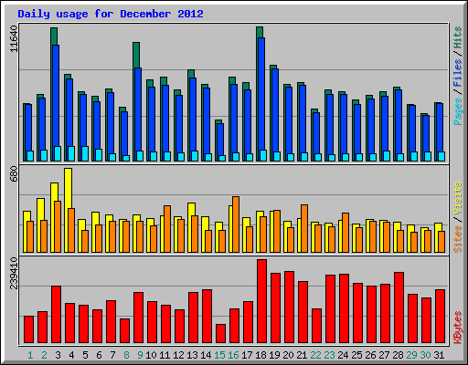 Daily usage for December 2012