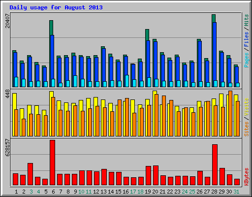 Daily usage for August 2013